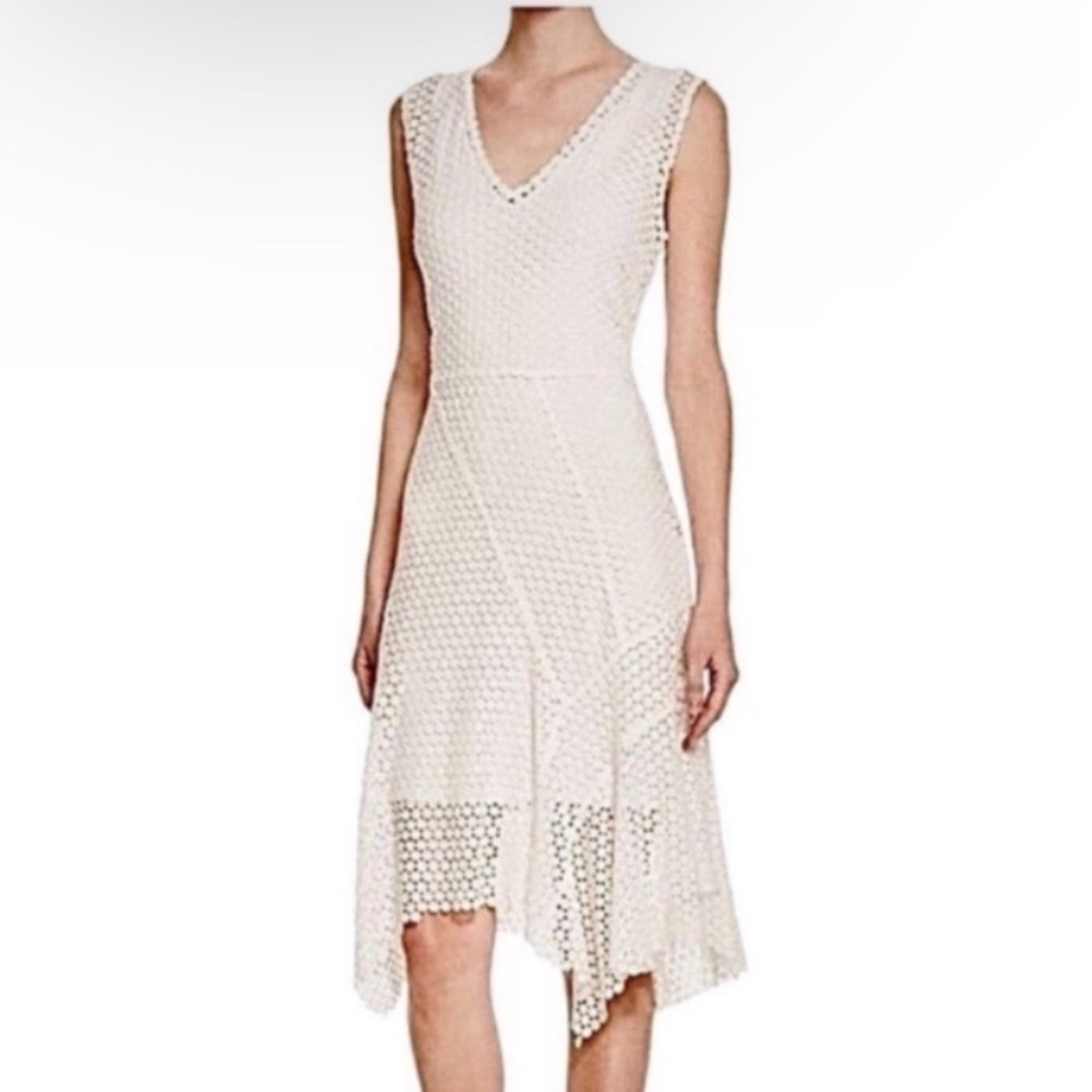 Elie Tahari Eloise White Asymmetrical Lace Dress